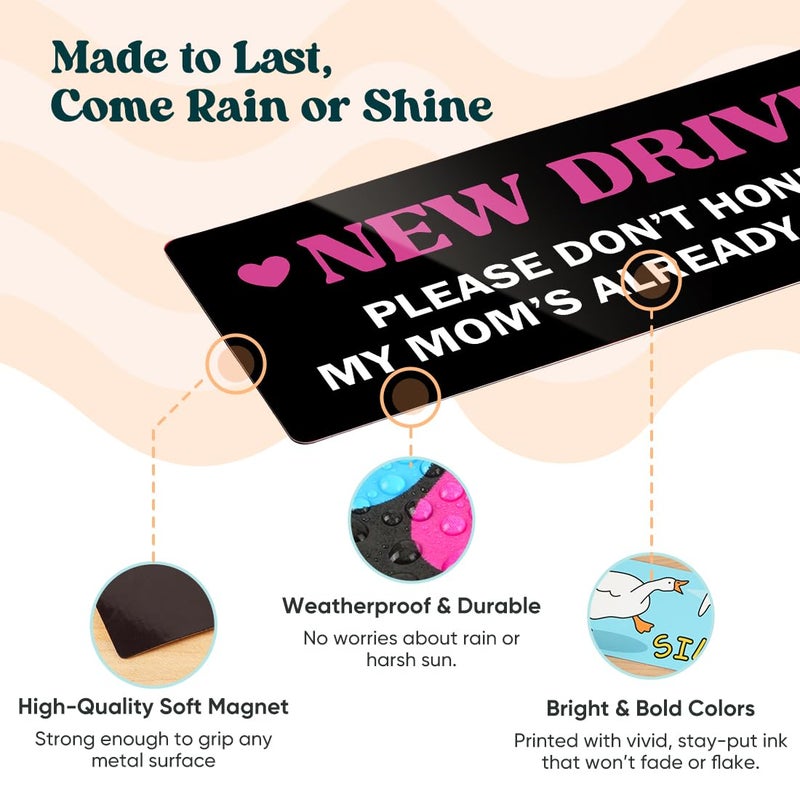 YOPPIX 5Pcs New Driver Magnet for Car, Funny Student Driver Magnet Car Stickers for Beginners, Reusable Safety Rookie Attention Sign for Students and Novices as Auxiliary Equipment - Image 3