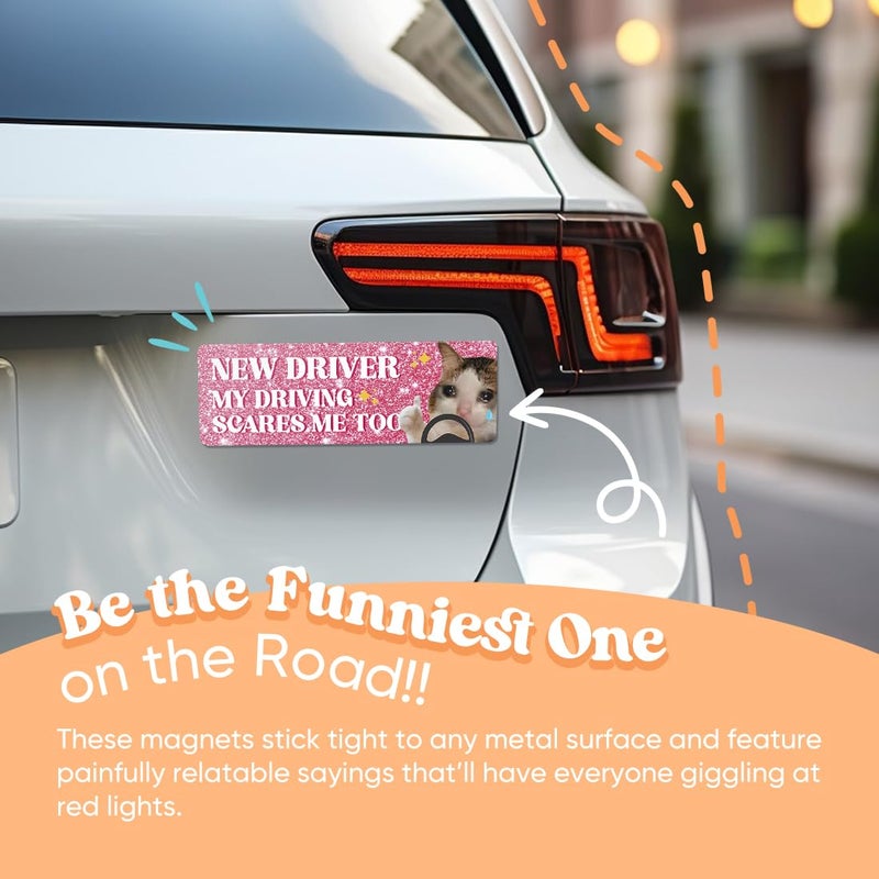 YOPPIX 5Pcs New Driver Magnet for Car, Funny Student Driver Magnet Car Stickers for Beginners, Reusable Safety Rookie Attention Sign for Students and Novices as Auxiliary Equipment - Image 2