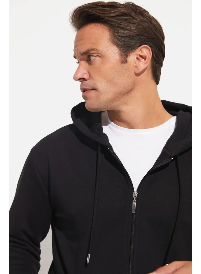 جون June Men Zippered Pocket Detailed Sweatshirt Black