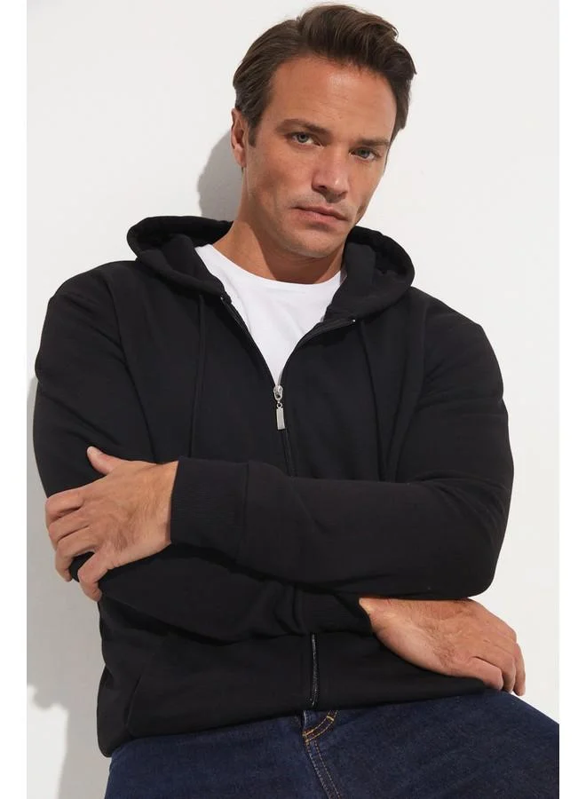 جون June Men Zippered Pocket Detailed Sweatshirt Black