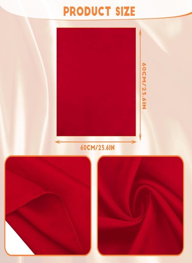 simarro 23.5" Women Silk Feeling Head Scarves, Fashion Square Neck Scarfs Neck Scarf Breathable Costume Handbag Accessories (Red) - Image 2