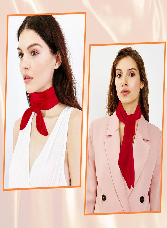 simarro 23.5" Women Silk Feeling Head Scarves, Fashion Square Neck Scarfs Neck Scarf Breathable Costume Handbag Accessories (Red) - Image 5