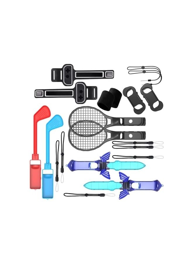 PROMASS Nintendo Switch Sports Accessories12 in 1 Nintendo Sports Accessories Bundle for Switch Sports Games,Family Accessories Kit for Switch/OLED Sports Games:Golf Clubs,Tennis Rackets,Sword Grips - Image 1