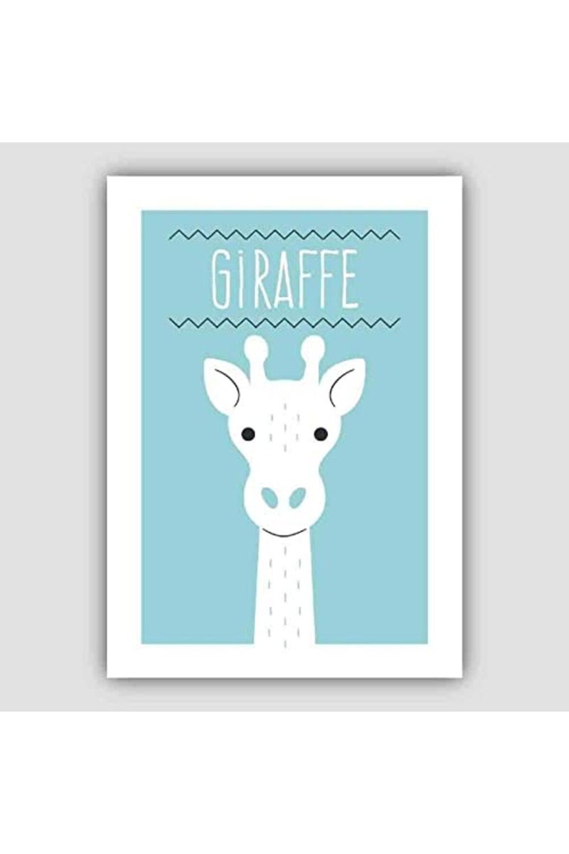 Artze Wall Art لوحة فنية جدارية جملية جيراف من آرتزي، تصميم اسكندنافي هندسي، ملصق حضانة، حجم A3، أزرق - Image 4