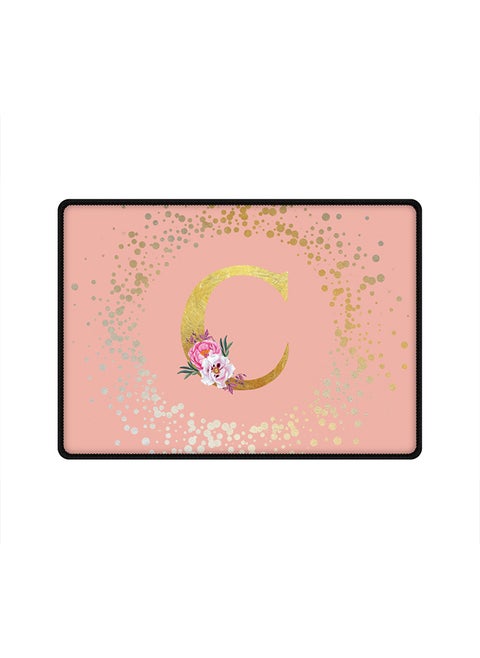Designer Gaming Mouse Pad Anti-Skid Mousepad Large Keyboard Mouse Pad Desk Mat Custom Monogram Initial Letter Floral Pattern Alphabet - C(Rose Pink)