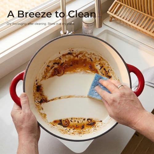 Parmedu 5.5QT Enameled Cast Iron Dutch Oven for Sourdough Bread Baking, Easy Cleaning, Versatile for Stewing, Roasting, Braised Chicken, Soup & More - Image 3