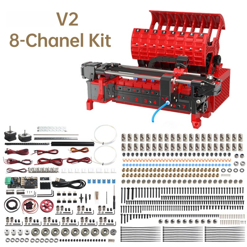 Ercf V2 8 Channel Kit - Pre-Pressed Plug-And-Play Wire Harness Multi-Color Extruder System for Voro 2.4 R2, Voro Trident, Voro Switchwire - Image 1