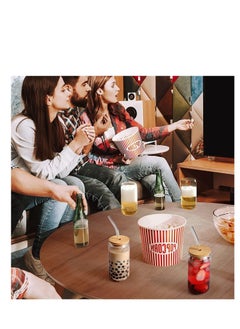 MIXDE Drinking Glasses with Bamboo Lids and Glass Straw 4 pcs Set - 16 oz Can Shaped Glass Cups,Beer Glasses,Iced Coffee Glasses,Tumbler Cup,Ideal for Cocktail  - Image 5