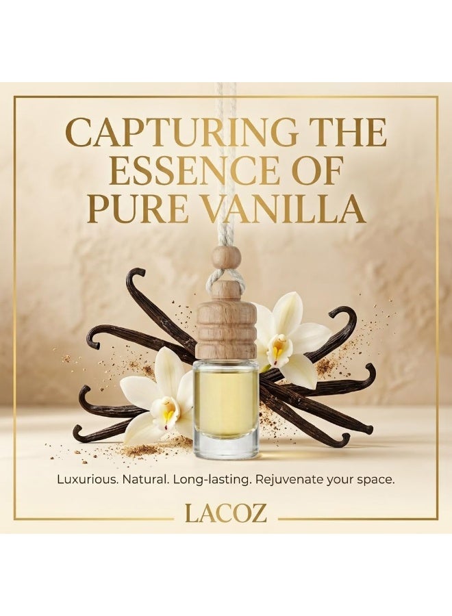لاكوز معطر هواء فاخر للسيارة (7.5 مل) - موزع معلق يدوم طويلاً بزيوت عطرية - رائحة أنيقة للسيارة والمنزل والمكتب - عبوة من 3 قطع (روائح: المحيط، الفانيليا، الخوخ) - Image 3