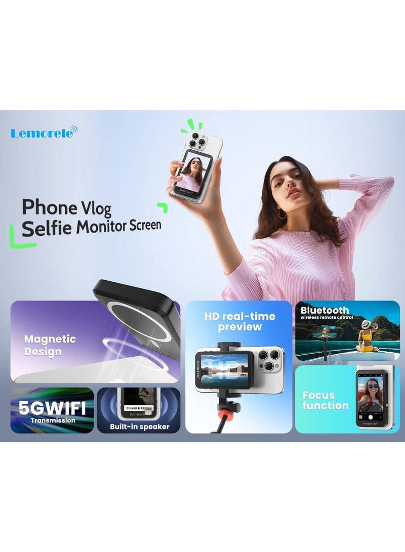 Lemorele R600 Magnetic Selfie Display with Bluetooth Zoom & HD Screen - Image 4