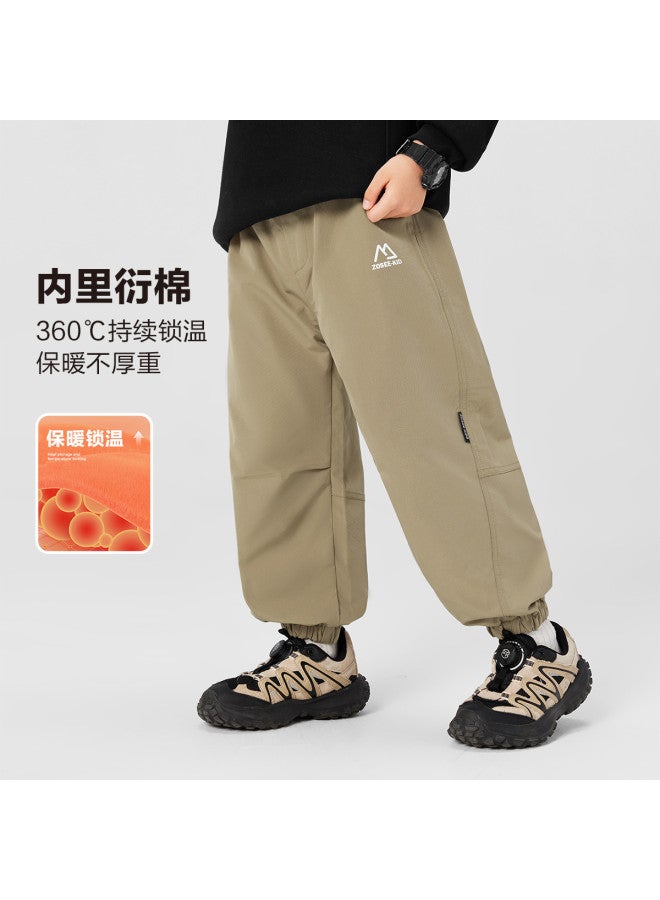 Zuoxi Boys' Cotton-padded Cargo Pants, Kids' Winter Trousers, Spring Casual Joggers, Elastic Cuff Windproof Pants - Image 3