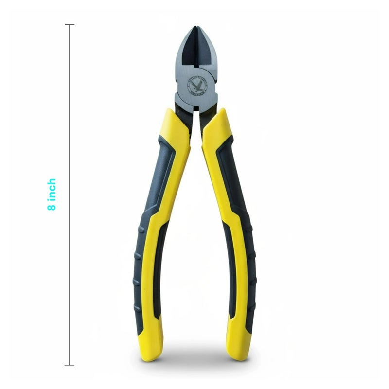 Warmtree 8-Inch Heavy Duty Diagonal Cutting Pliers, 50CrV Steel with 65HRC Hardened Cutting Edges, Bi-Material Anti-Slip Grip - Ideal for Electrical Wire, Cable & Metal Cutting - Image 2