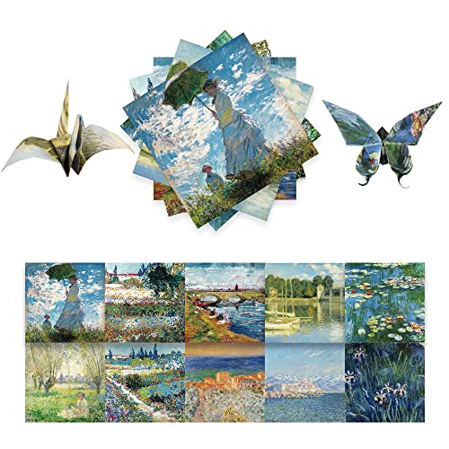 Qianshan Origami Paper Kit 50 Sheets 6 Inch Square Double Sided Color 10 Vivid Colors for Hand Crafts Origami Paper Arts CreativityMonet - Image 1