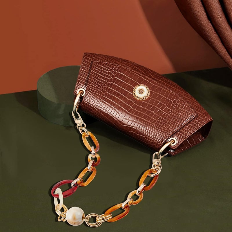 comfrt Acrylic Handbag Chain, 17.3 Inch Resin Purse Bag Handle with Round Beads Shoulder Strap Replacement Handbag Decoration Chain Accessories for DIY Craft Crossbody Shoulder Bag Making, Brown - Image 2