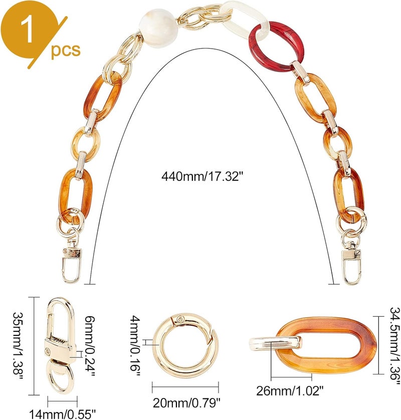 comfrt Acrylic Handbag Chain, 17.3 Inch Resin Purse Bag Handle with Round Beads Shoulder Strap Replacement Handbag Decoration Chain Accessories for DIY Craft Crossbody Shoulder Bag Making, Brown - Image 4