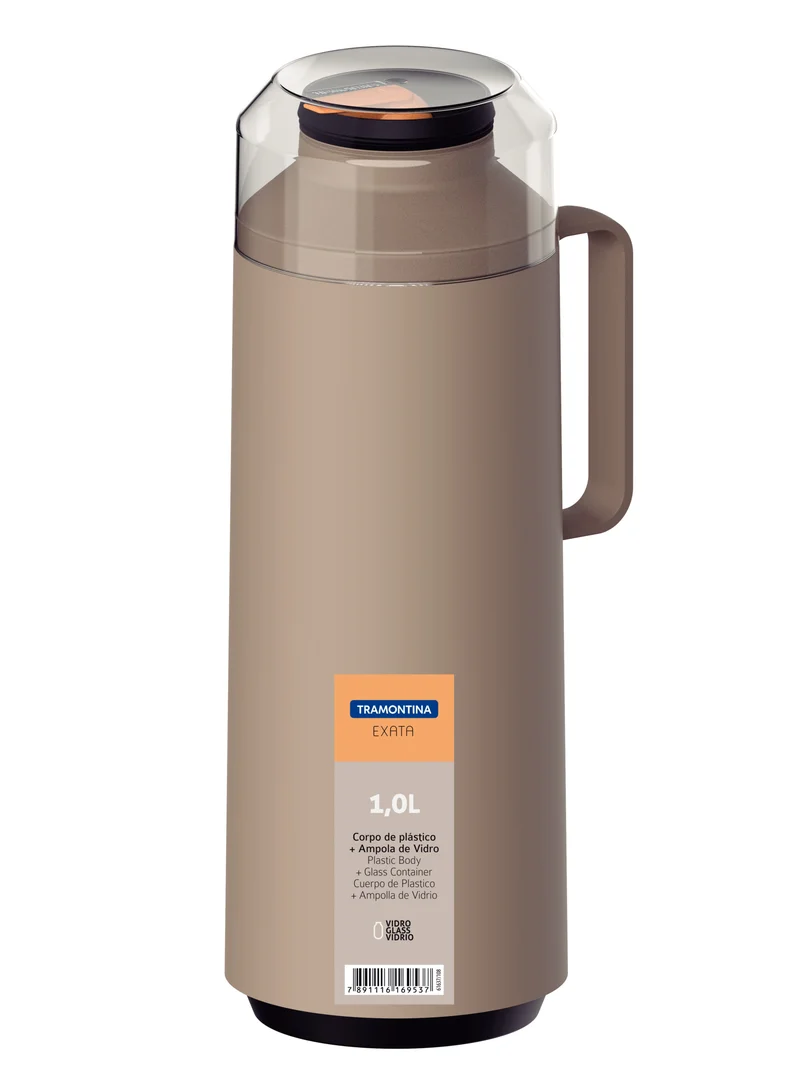 TRAMONTINA Tramontina Exata Beige Plastic Thermal Beverage Dispenser with 1 Liter Glass Liner and Plastic Lid