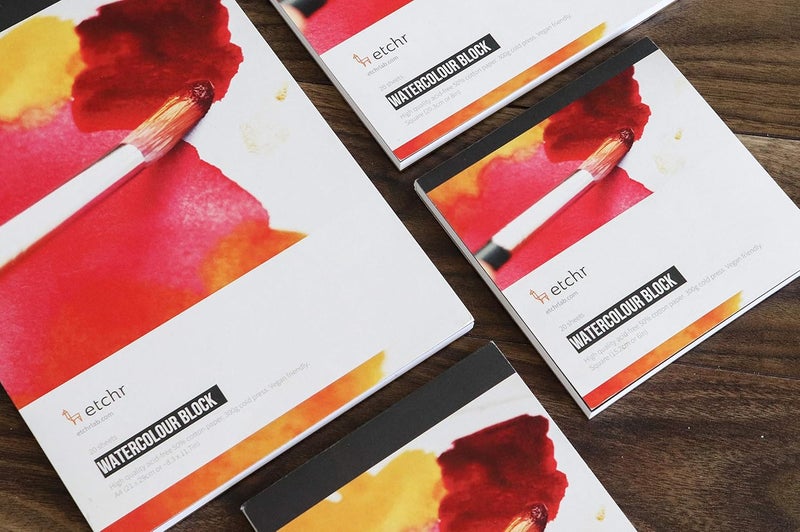 ETCHR Watercolor Paper Block - 6x6 Cold Press, 300g (140 lb), Professional Cotton, Warp-Resistant - Image 4