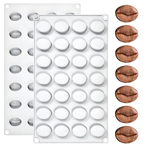 Fchil Silicone Coffee Bean Chocolate Mold, 28 Cavities, Professional Baking Tray for Chocolate Candy Making - Image 1