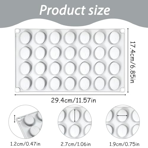 Fchil Silicone Coffee Bean Chocolate Mold, 28 Cavities, Professional Baking Tray for Chocolate Candy Making - Image 2