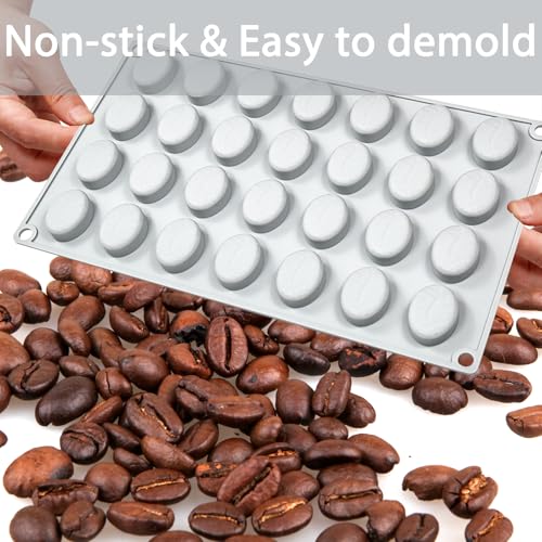 Fchil Silicone Coffee Bean Chocolate Mold, 28 Cavities, Professional Baking Tray for Chocolate Candy Making - Image 3