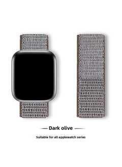 Suitable For Iwatch1-s9 Strap Light Mint/Ocean Blue Nylon Loop Velcro Wristband For Apple Watch Strap-Color:8# Deep Olive-Specifications:42/44/45/49mm