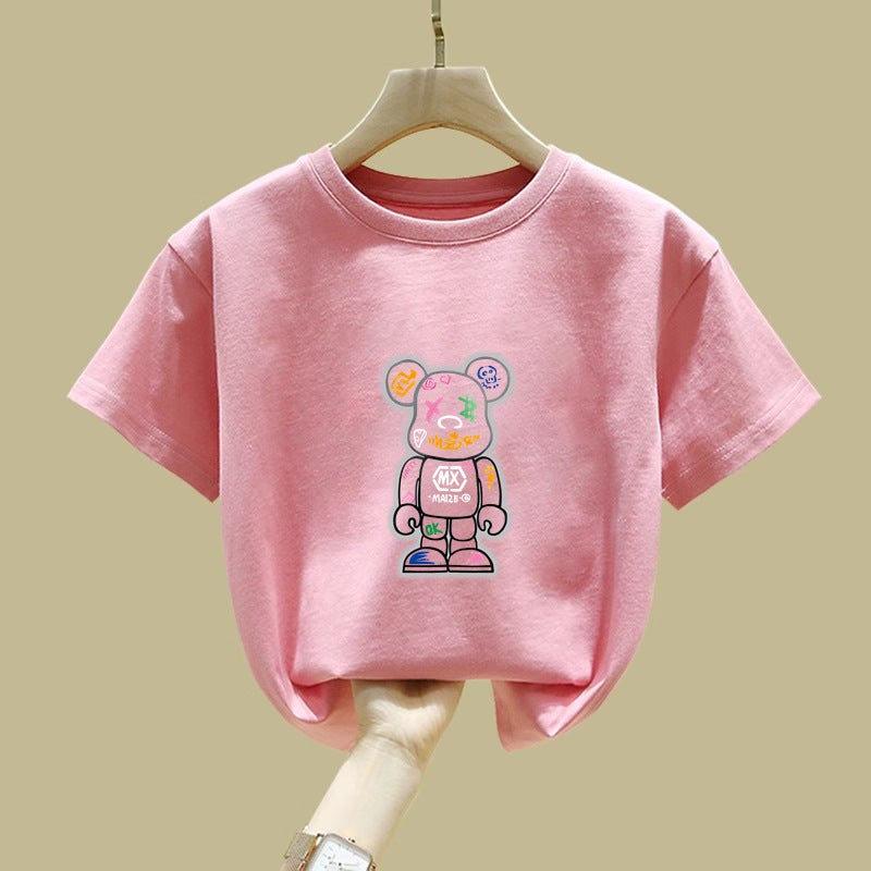2380# Cotton Children'S Short-Sleeved T-Shirt Children'S Loose All-Match Spring And Middle And Large Children'S Pullover Top - Image 2