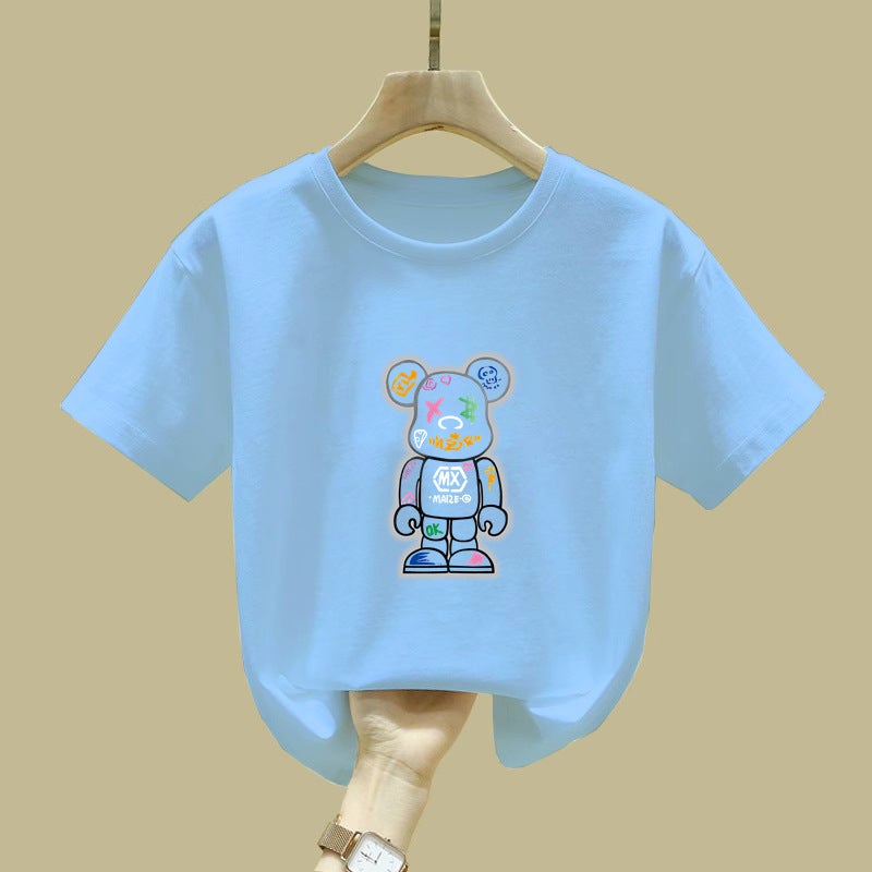 2380# Cotton Children'S Short-Sleeved T-Shirt Children'S Loose All-Match Spring And Middle And Large Children'S Pullover Top - Image 3