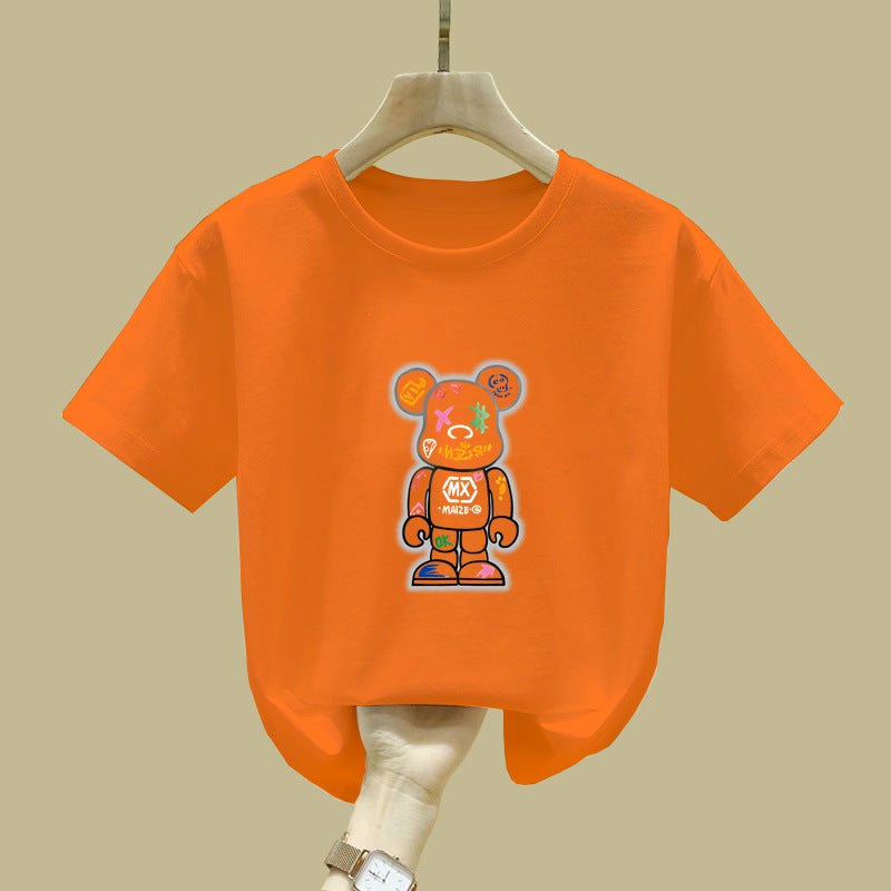 2380# Cotton Children'S Short-Sleeved T-Shirt Children'S Loose All-Match Spring And Middle And Large Children'S Pullover Top - Image 1