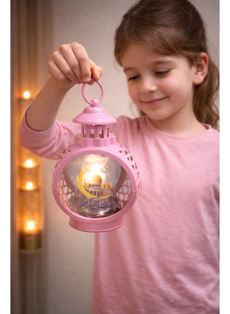 فانوس رمضان بينك موديل 5051 – صوت ونور – 24 × 12 سم – ديكور رف وتعليق - Image 2