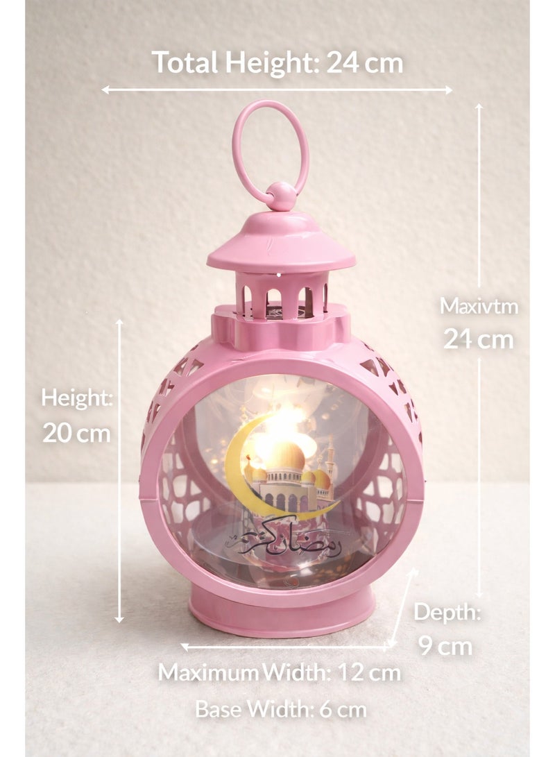 فانوس رمضان بينك موديل 5051 – صوت ونور – 24 × 12 سم – ديكور رف وتعليق - Image 3