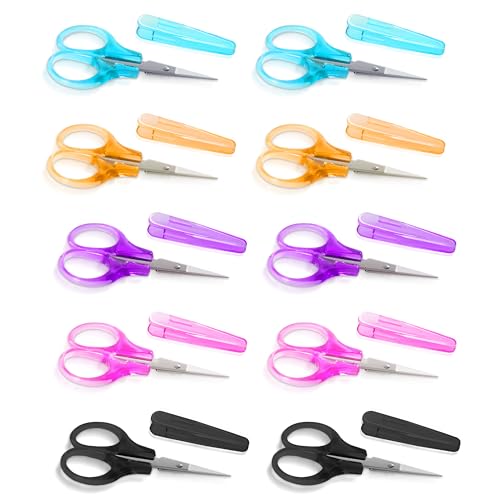 TaShow 10 Pcs Small All Purpose Scissors, Stainless Steel Sharp Mini Detail Craft Scissors With Protective Cover, 3.5" Tiny for Embroidery, Paper Cutting, Sewing, Knitting, Crafting - Image 1