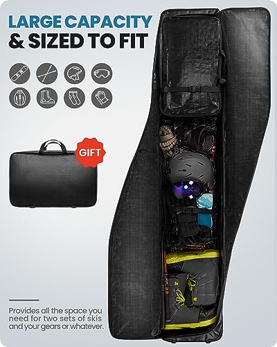 OutdoorMaster Padded Snowboard Bag - Snowboard Bags with Wheels for Air Travel - Travel Snowboard Bag with Water-Resistant Lining Pockets and Removable Shoulder Straps - 75.6 x 13.4 x 7 inch - Image 2