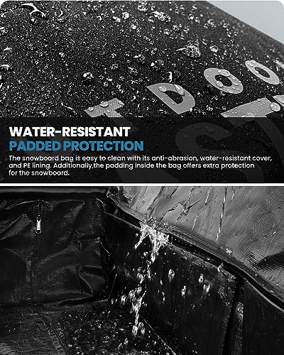 OutdoorMaster Padded Snowboard Bag - Snowboard Bags with Wheels for Air Travel - Travel Snowboard Bag with Water-Resistant Lining Pockets and Removable Shoulder Straps - 75.6 x 13.4 x 7 inch - Image 4