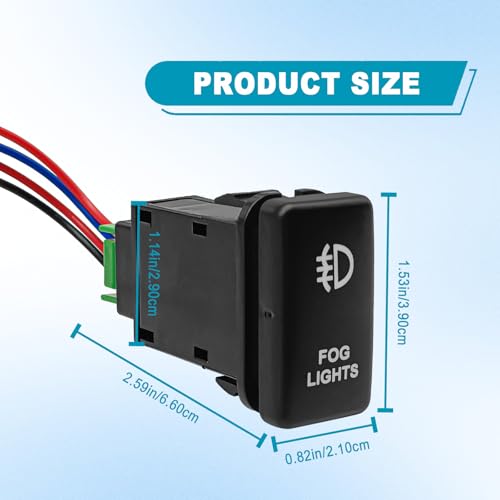 SYudwen LED Fog Light Symbol Push Button Switch White Backlight ON/Off Switch with Connector Wire Compatible with Toyota - Image 2