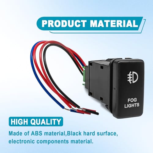 SYudwen LED Fog Light Symbol Push Button Switch White Backlight ON/Off Switch with Connector Wire Compatible with Toyota - Image 4