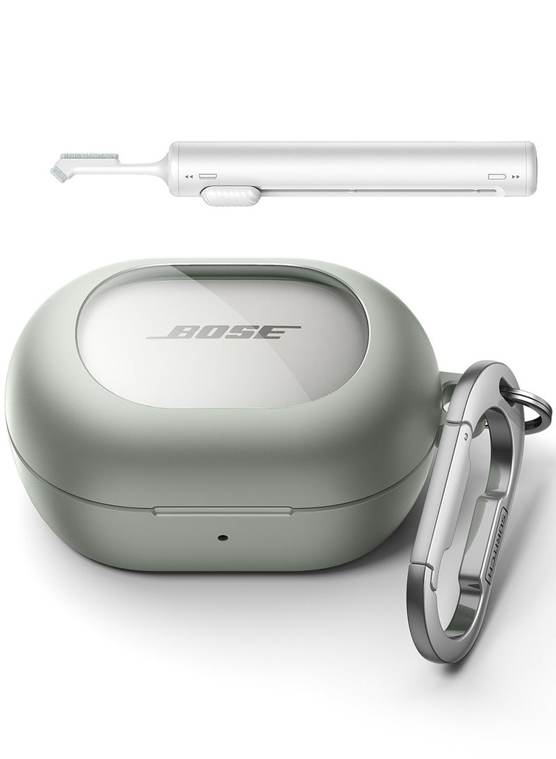 Case for Bose QuietComfort Earbuds 2024, Magnetic Bumper, Rugged Shockproof Protective Cover with Carabiner & Cleaning Kit & Removal Tool, Green  - Image 1