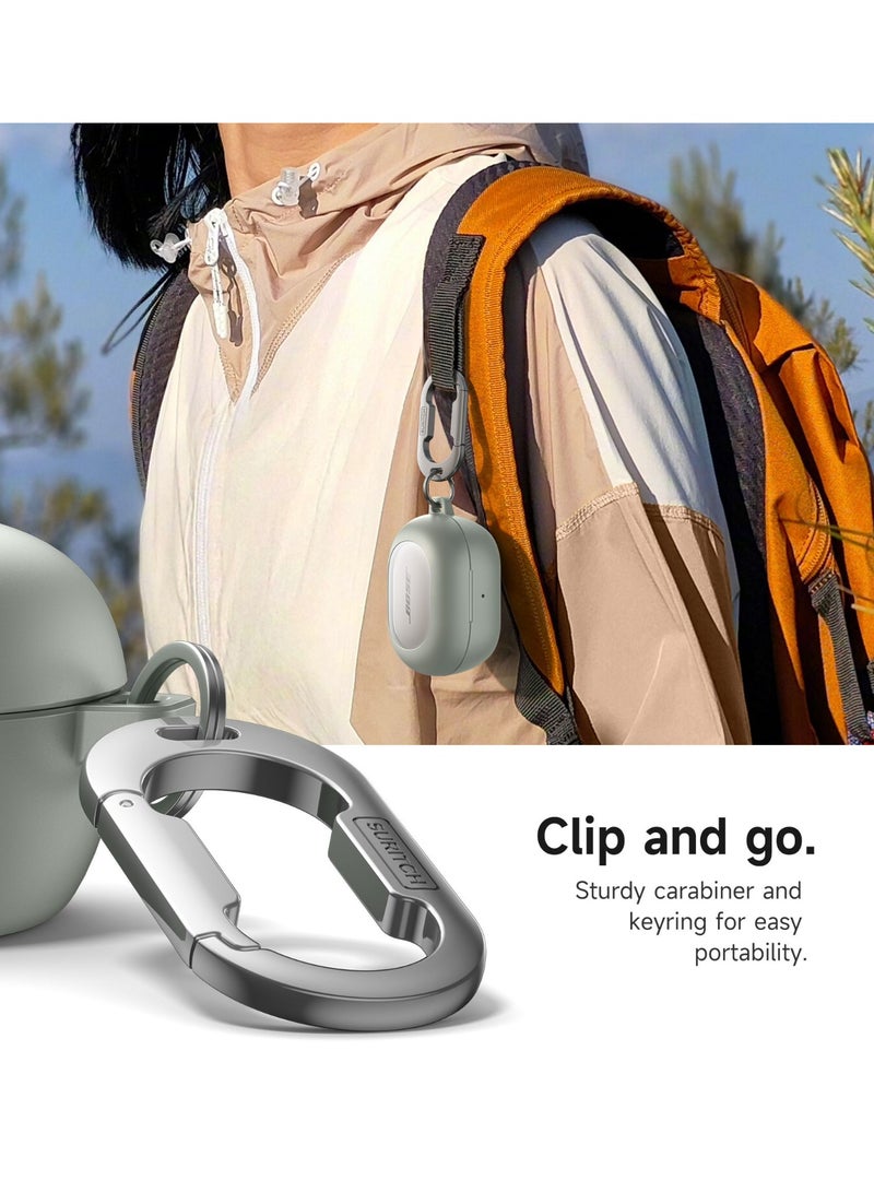 Case for Bose QuietComfort Earbuds 2024, Magnetic Bumper, Rugged Shockproof Protective Cover with Carabiner & Cleaning Kit & Removal Tool, Green  - Image 5