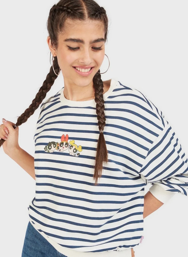 SP Characters Puff Sleeve Stiped T-Shirt