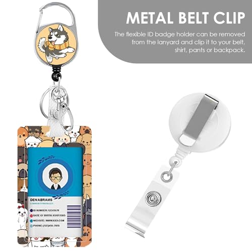 Vorruil Dog Lanyards for ID Badge, Lanyard ID Card Holder with Retractable Reel Clip and Keychain, Vertical Identity Dogs Badge Cover Case Protector for Teacher Nurse Women Men - Image 5