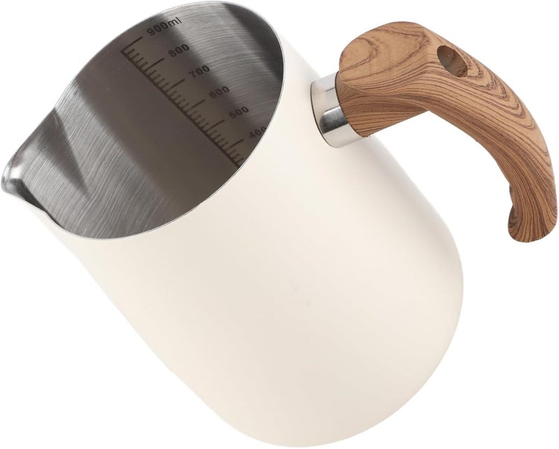 Dioche Latte Art Pitcher 304 Stainless Steel Milk Frother with Builtin Measuring Scale, Dripfree Coffee Steamer with Comfortable Handle (1000ml) - Image 3