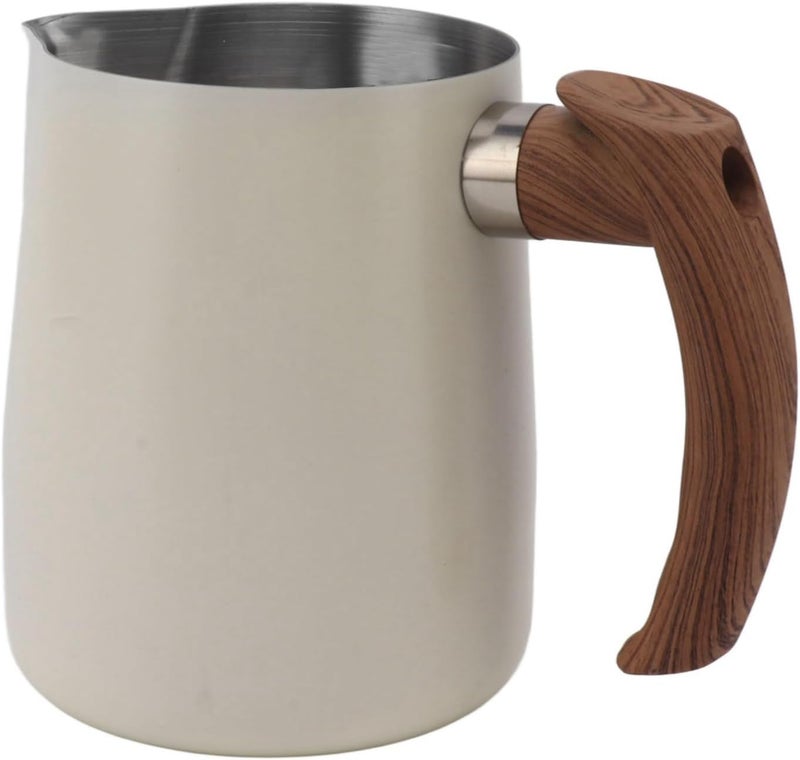 Dioche Latte Art Pitcher 304 Stainless Steel Milk Frother with Builtin Measuring Scale, Dripfree Coffee Steamer with Comfortable Handle (1000ml) - Image 1