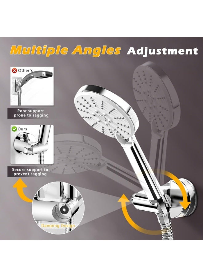 موثوقية التنبؤ حامل رأس الدش المثبت على الحائط، حامل رأس الدش القابل للتعديل، حامل رأس الدش اليدوي المزود بقاعدة شفط للحمام، حامل شفط قابل للإزالة مثبت على الحائط ومزود بخطافات، زاوية وارتفاع قابلان للتعديل - Image 4