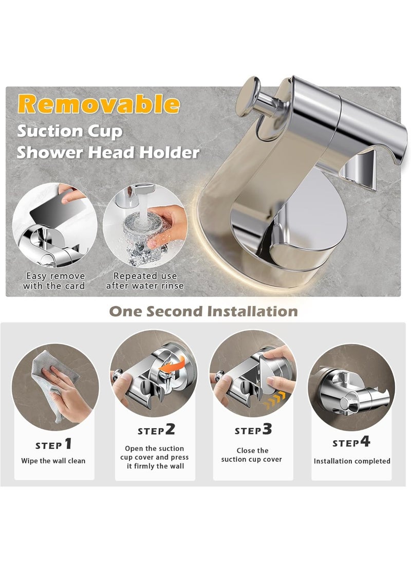 موثوقية التنبؤ حامل رأس الدش المثبت على الحائط، حامل رأس الدش القابل للتعديل، حامل رأس الدش اليدوي المزود بقاعدة شفط للحمام، حامل شفط قابل للإزالة مثبت على الحائط ومزود بخطافات، زاوية وارتفاع قابلان للتعديل - Image 2