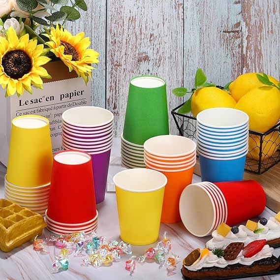 SANWALSA [150 ml, 50 Count, Multicolor Disposable Color Paper Cups | Rainbow Paper Cup for Wedding, Party, Picnic, Travel | Ideal for Tea, Coffee, Juice & Water - Image 2