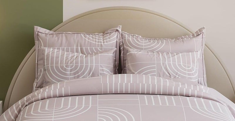 TIB 140 TC Glace Cotton Double Super King Size Bedsheet with 2 Pillow Covers (108x 108 inches, Pink Geometric) - Image 3