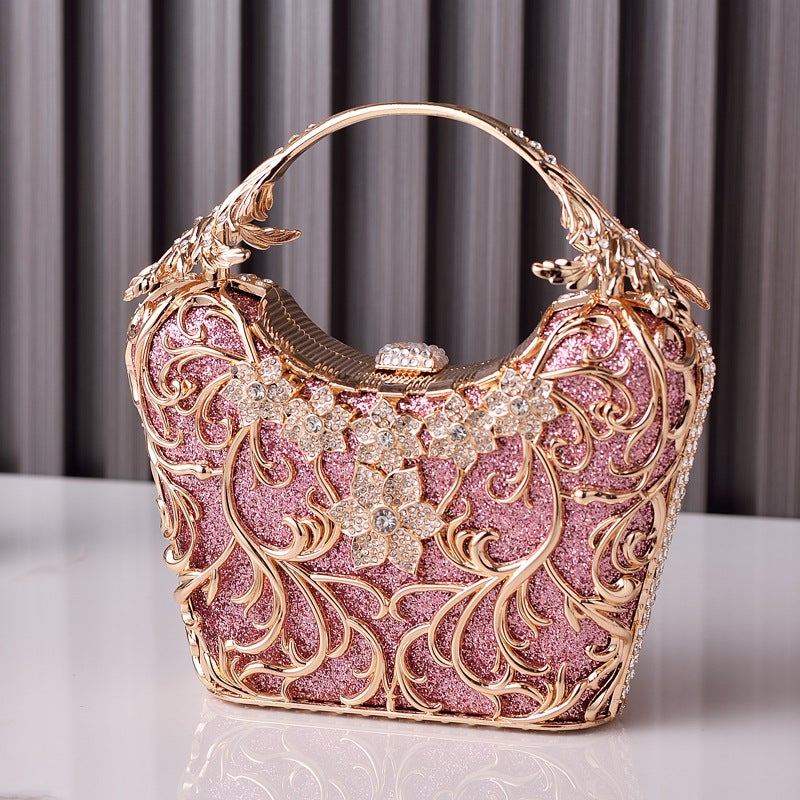 Elegant Black Evening Clutch with Cut-Out Sparkling Design and Clasp Closure - Image 1