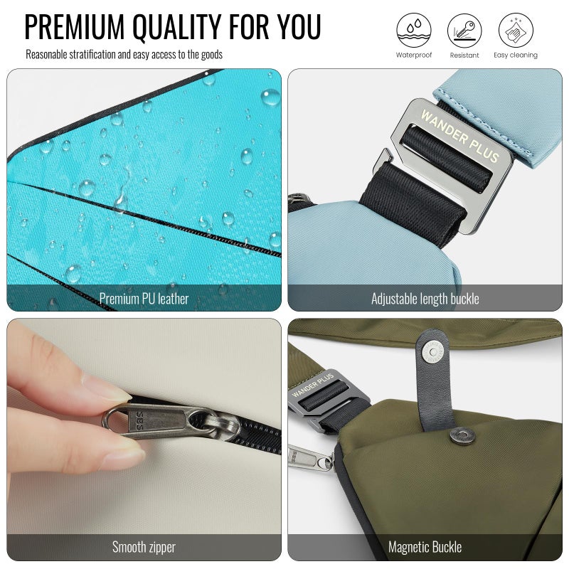 WANDER PLUS Anti Theft Crossbody Bag, Shoulder Bag Anti-theft Design for Travel, Sport, Work, Forest Green - Image 5