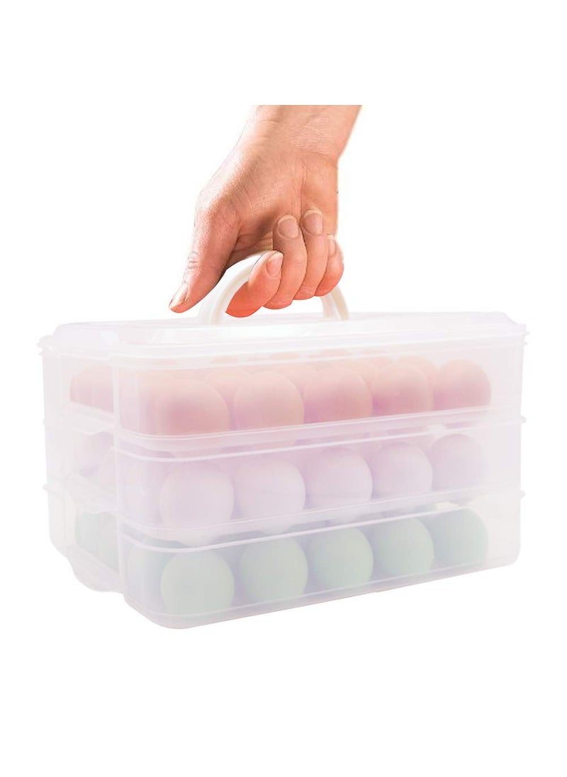 Flipco Flipco Egg Holder 3Layer Deviled Egg Tray with Lid Egg Carrier Box Dispenser Container with Handle for 72 Eggs  - Image 3