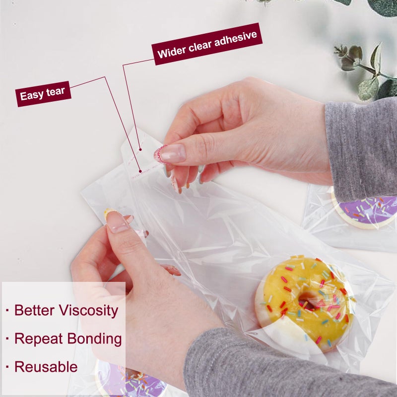 Ksmxos 300PCS Clear Self Sealing Cellophane Bags - Cookie, Candy & Bread Bags (5x6 Inches) - Image 4
