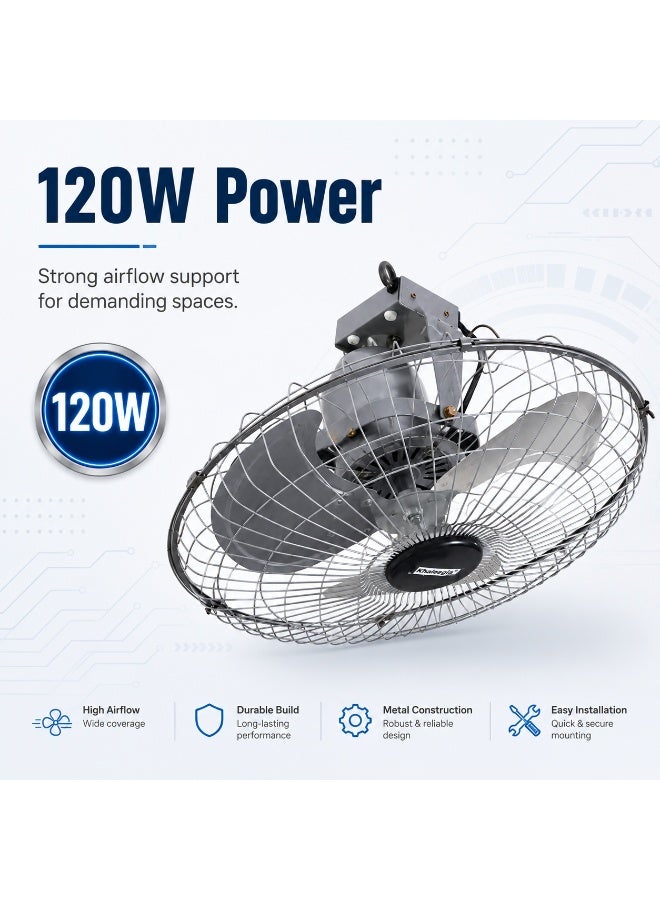 Khaleegia 18-Inch Metal Orbit Ceiling Fan with 360-Degree Oscillation - Grey - Image 2